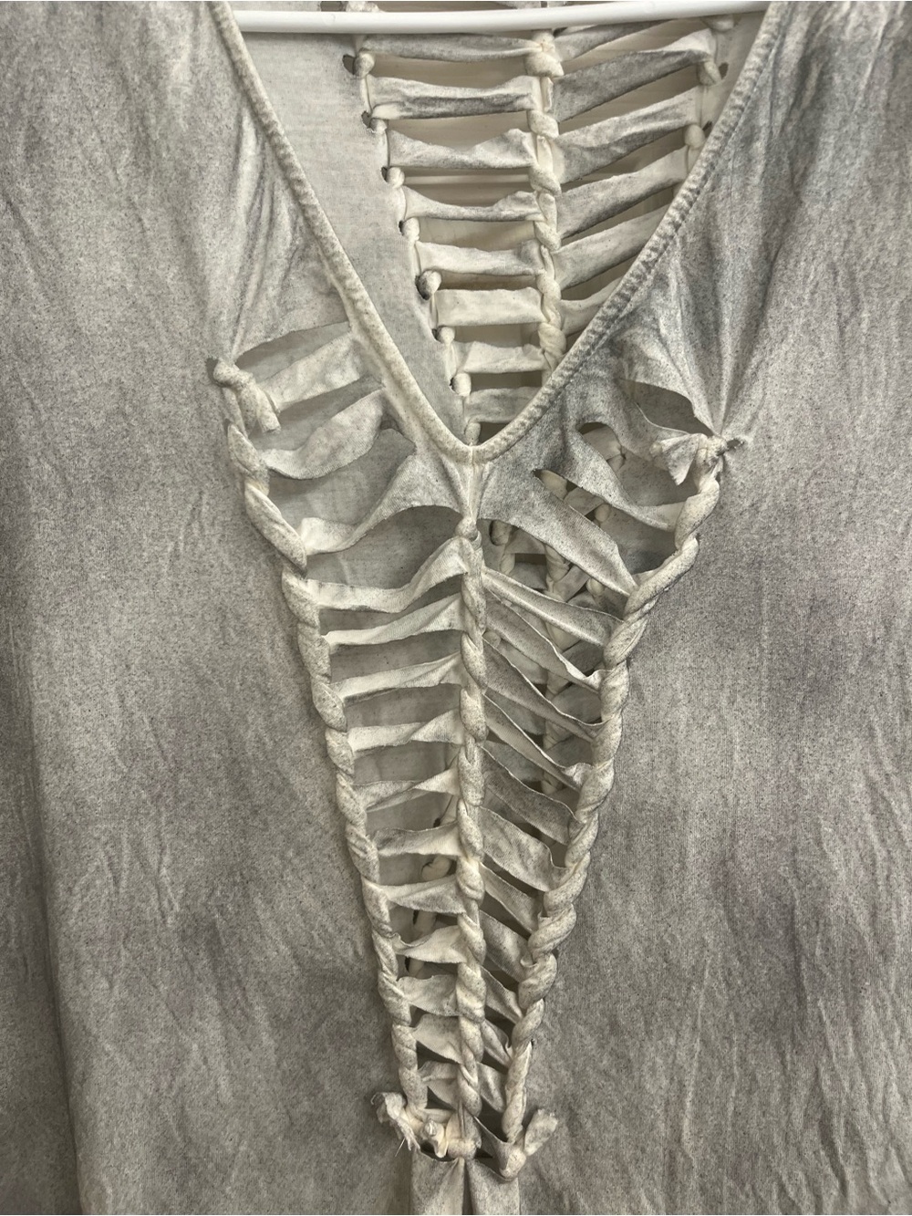 Pol Handmade Distressed Lace-Up Tank Top - Gray - Picture 2 of 3